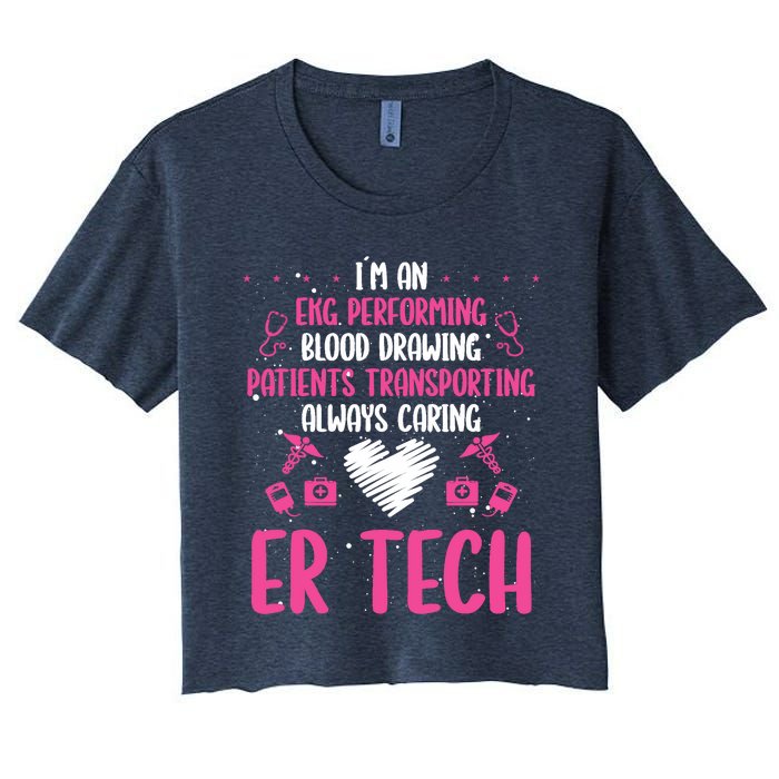 ER Tech Badge Buddy Emergency Room Technician Essentials Women's Crop Top Tee