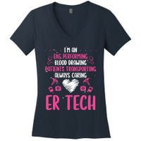 ER Tech Badge Buddy Emergency Room Technician Essentials Women's V-Neck T-Shirt