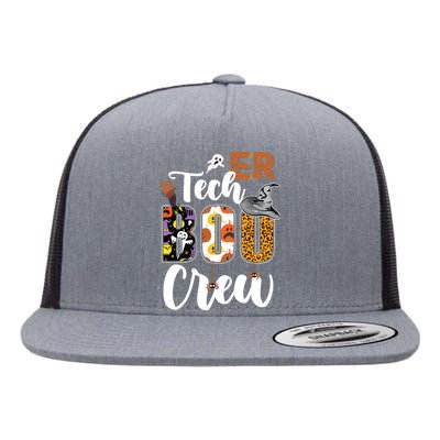 ER Tech Boo Crew Leopard Nurse Spooky Funny Halloween Gifts Flat Bill Trucker Hat