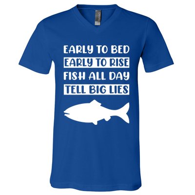 Early To Bed Early To Rise Fish All Day Tell Big Lies Meaningful Gift V-Neck T-Shirt