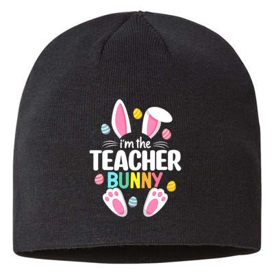 Easter Teacher Bunny Ears Teacher Life Easter Day Egg Women Sustainable Beanie