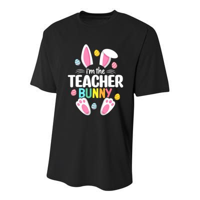 Easter Teacher Bunny Ears Teacher Life Easter Day Egg Women Youth Performance Sprint T-Shirt