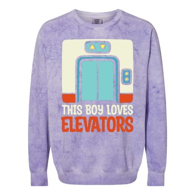 Elevator This Boy Loves Elevators Colorblast Crewneck Sweatshirt