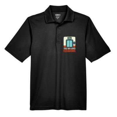 Elevator This Boy Loves Elevators Men's Origin Performance Pique Polo