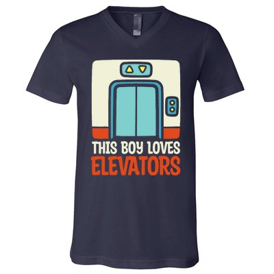 Elevator This Boy Loves Elevators V-Neck T-Shirt