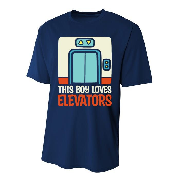 Elevator This Boy Loves Elevators Performance Sprint T-Shirt