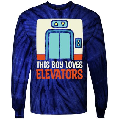 Elevator This Boy Loves Elevators Tie-Dye Long Sleeve Shirt