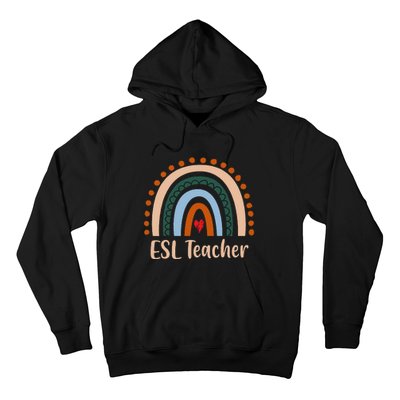 ESL Teacher Boho Rainbow Back To School Appreciation Hoodie