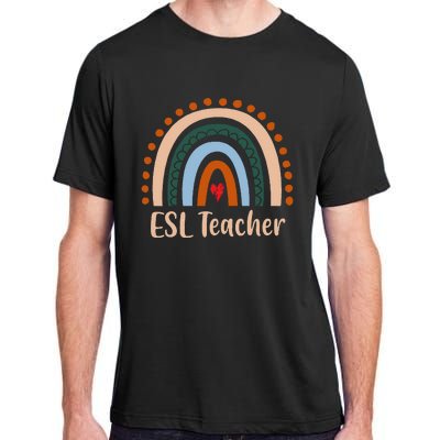 ESL Teacher Boho Rainbow Back To School Appreciation Adult ChromaSoft Performance T-Shirt