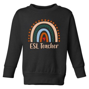 ESL Teacher Boho Rainbow Back To School Appreciation Toddler Sweatshirt