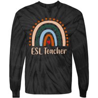 ESL Teacher Boho Rainbow Back To School Appreciation Tie-Dye Long Sleeve Shirt