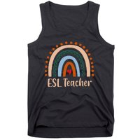 ESL Teacher Boho Rainbow Back To School Appreciation Tank Top