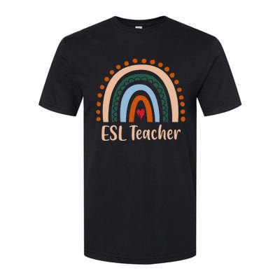 ESL Teacher Boho Rainbow Back To School Appreciation Softstyle CVC T-Shirt