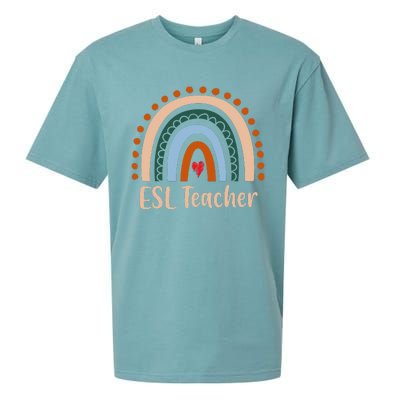 ESL Teacher Boho Rainbow Back To School Appreciation Sueded Cloud Jersey T-Shirt