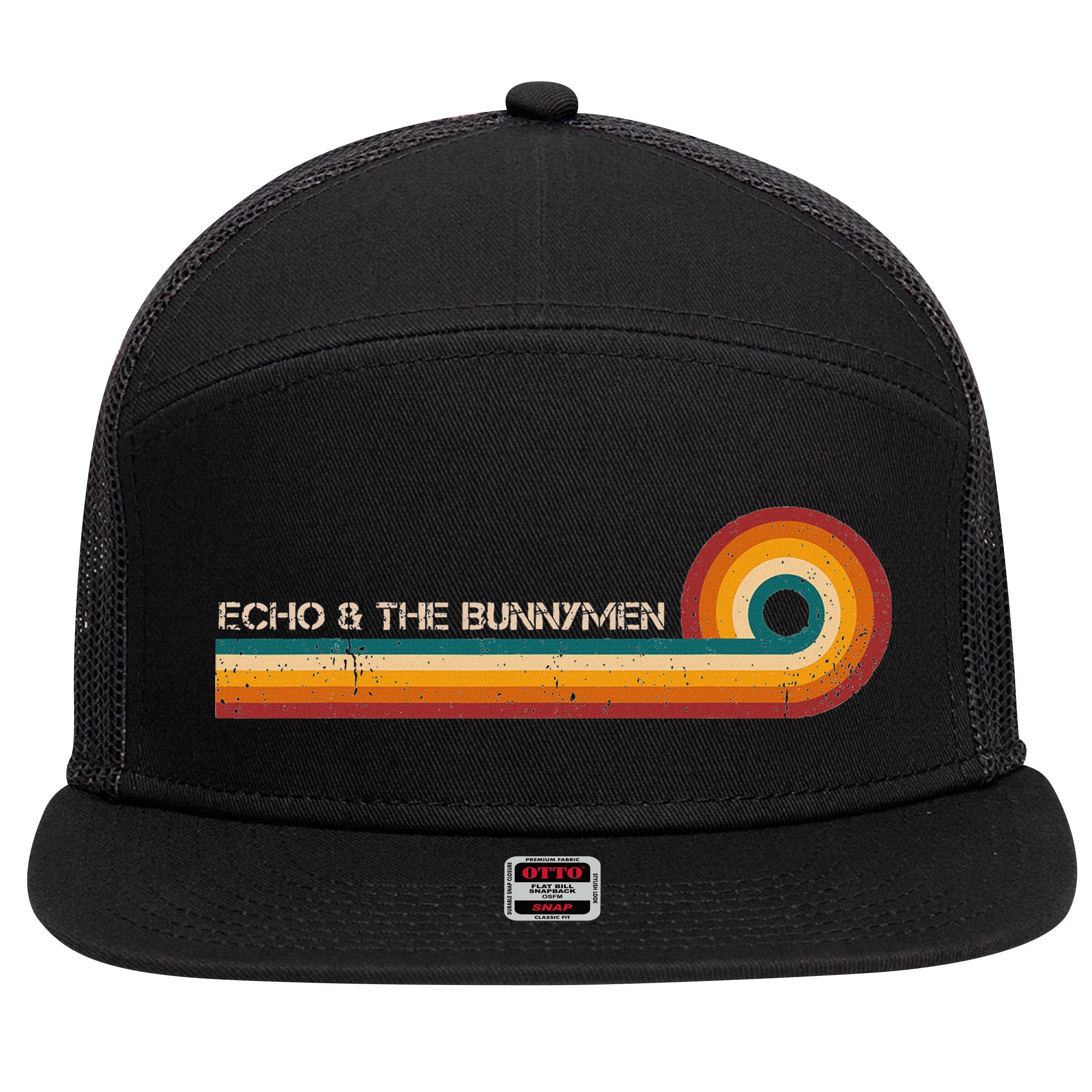 Echo & The Bunnymen Retro Stripes Musician Vintage 7 Panel Mesh Trucker Snapback Hat