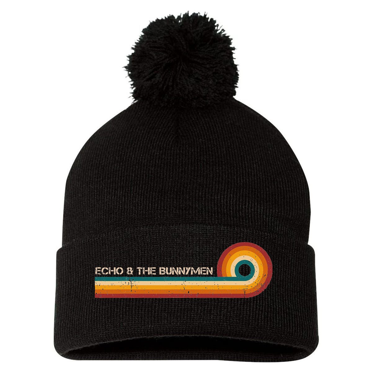 Echo & The Bunnymen Retro Stripes Musician Vintage Pom Pom 12in Knit Beanie