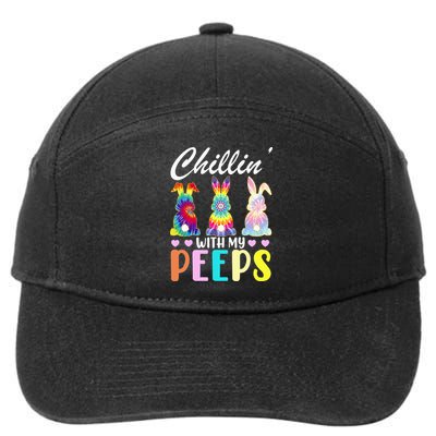 Easter Teacher Chillin With My Peeps Tie Dye Rabbit 7-Panel Snapback Hat