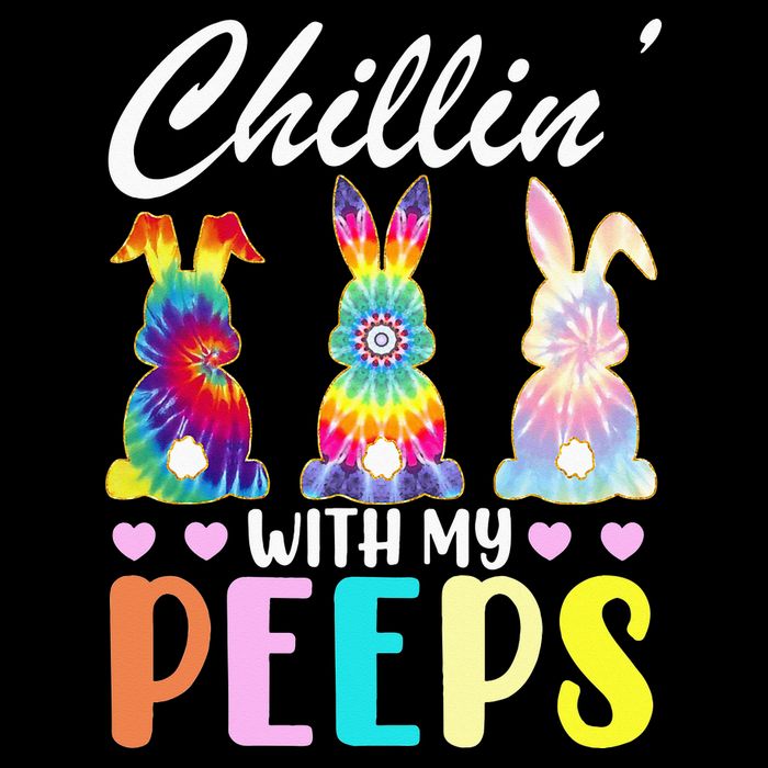Easter Teacher Chillin With My Peeps Tie Dye Rabbit 7-Panel Snapback Hat