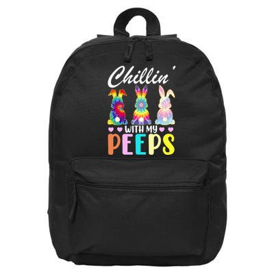 Easter Teacher Chillin With My Peeps Tie Dye Rabbit 16 in Basic Backpack