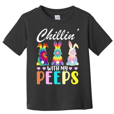Easter Teacher Chillin With My Peeps Tie Dye Rabbit Toddler T-Shirt