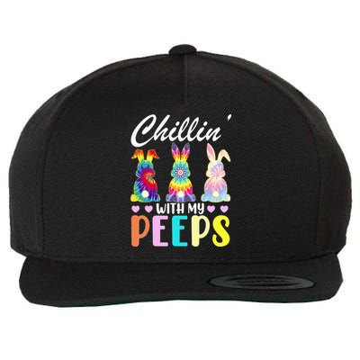 Easter Teacher Chillin With My Peeps Tie Dye Rabbit Wool Snapback Cap