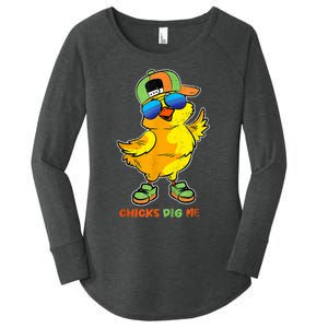 Easter Toddlers Chicks Dig Me Funny Egg Hunting Women's Perfect Tri Tunic Long Sleeve Shirt