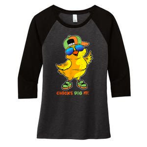 Easter Toddlers Chicks Dig Me Funny Egg Hunting Women's Tri-Blend 3/4-Sleeve Raglan Shirt