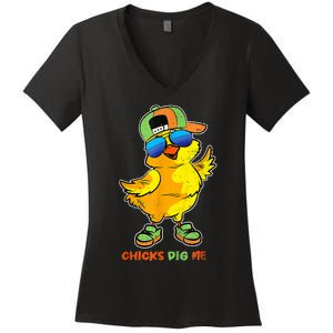 Easter Toddlers Chicks Dig Me Funny Egg Hunting Women's V-Neck T-Shirt