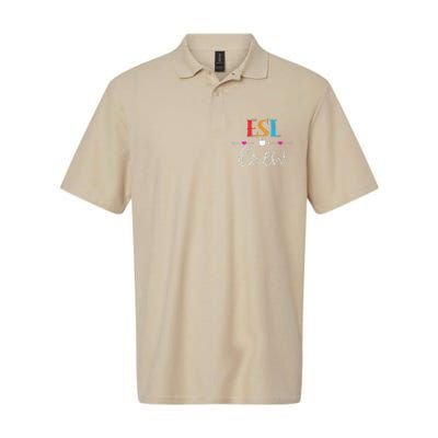 Esl Teacher Crew Funny First Day Of School Gifts Softstyle Adult Sport Polo