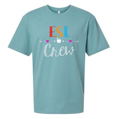 Esl Teacher Crew Funny First Day Of School Gifts Sueded Cloud Jersey T-Shirt