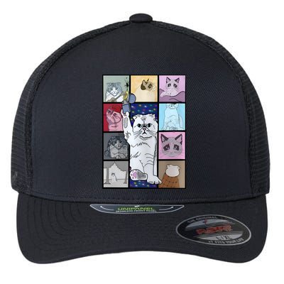 Eras Tour Cat Version TS Lover Gift Idea For Lover Fan Flexfit Unipanel Trucker Cap