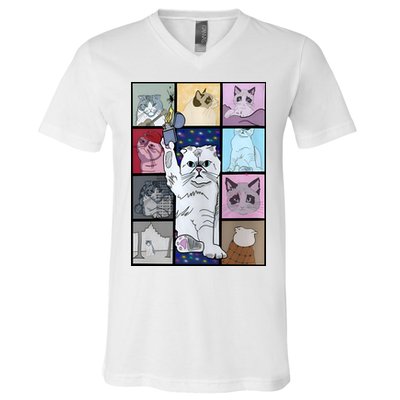 Eras Tour Cat Version TS Lover Gift Idea For Lover Fan V-Neck T-Shirt