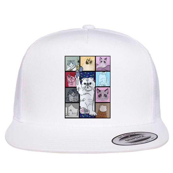 Eras Tour Cat Version TS Lover Gift Idea For Lover Fan Flat Bill Trucker Hat