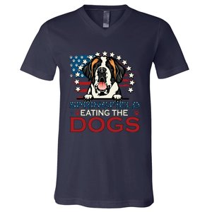 Eating The Dog Saint Bernard In Springfield Election V-Neck T-Shirt