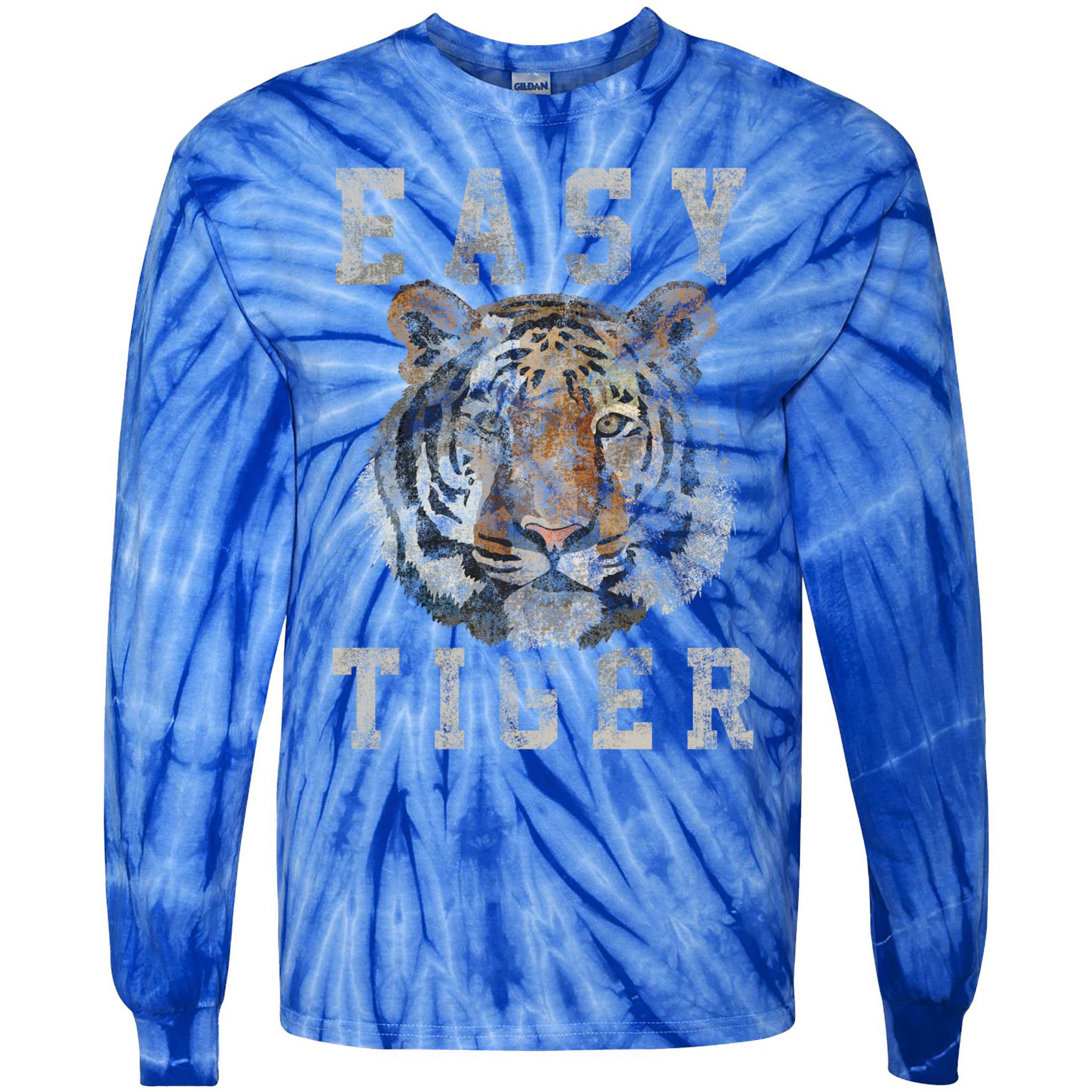 Easy Tiger Distressed Casualcool Giftchic Graphic Gift Tie-Dye Long Sleeve Shirt