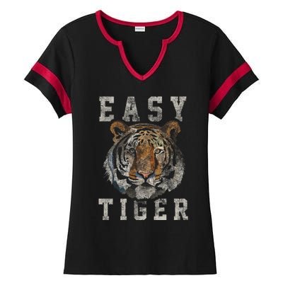 Easy Tiger Distressed Casualgiftchic Graphic For Women Gift Ladies Halftime Notch Neck Tee