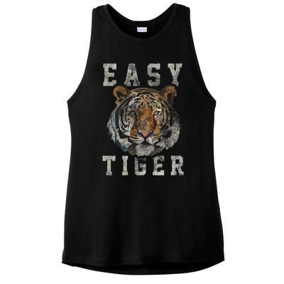 Easy Tiger Distressed Casualgiftchic Graphic For Women Gift Ladies PosiCharge Tri-Blend Wicking Tank