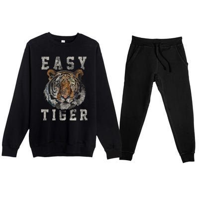 Easy Tiger Distressed Casualgiftchic Graphic For Women Gift Premium Crewneck Sweatsuit Set