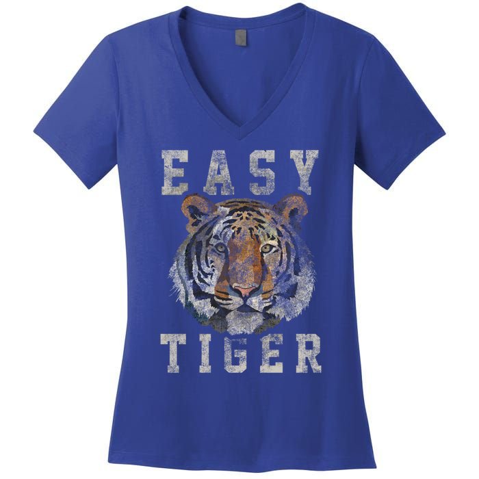 Easy Tiger Distressed Casualgiftchic Graphic For Women Gift Women's V-Neck T-Shirt