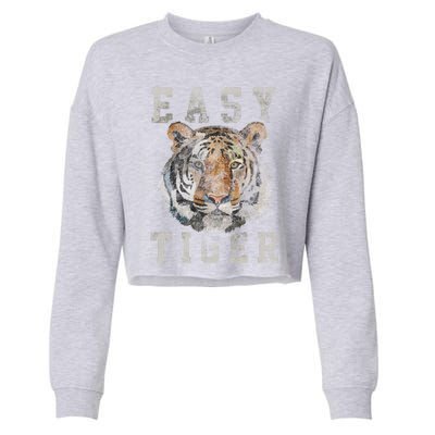 Easy Tiger Distressed Casualgiftchic Graphic For Women Gift Cropped Pullover Crew