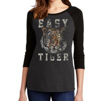 Easy Tiger Distressed Casualchic Women's Tri-Blend 3/4-Sleeve Raglan Shirt