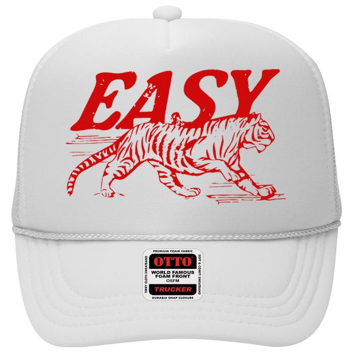 Easy Tiger Distressed Graphic High Crown Mesh Back Trucker Hat