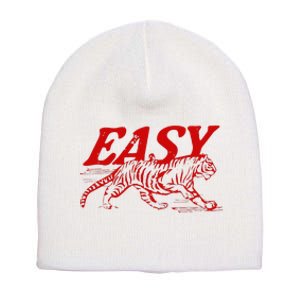 Easy Tiger Distressed Graphic Short Acrylic Beanie