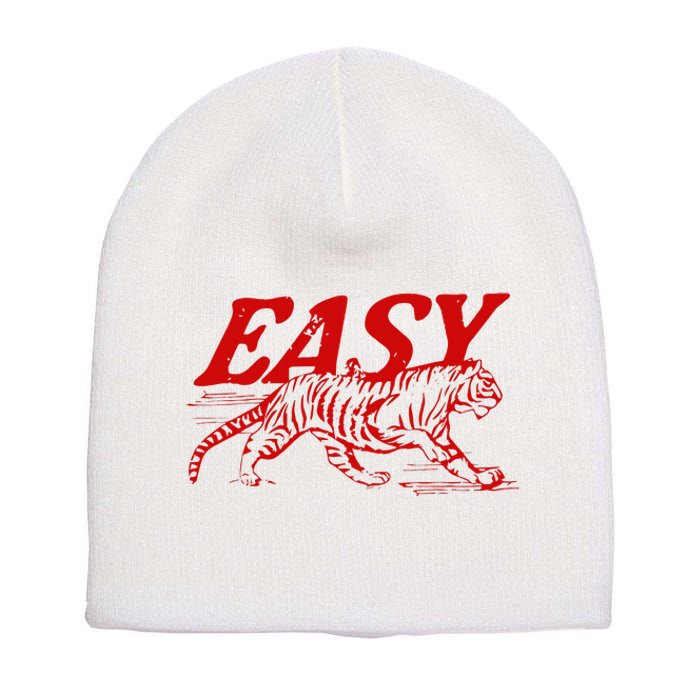 Easy Tiger Distressed Graphic Short Acrylic Beanie