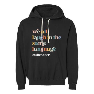 ESL Teacher ESOL Student Cute Retro Back To School First Day Garment-Dyed Fleece Hoodie