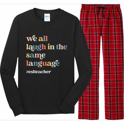 ESL Teacher ESOL Student Cute Retro Back To School First Day Long Sleeve Pajama Set