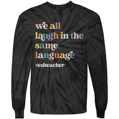 ESL Teacher ESOL Student Cute Retro Back To School First Day Tie-Dye Long Sleeve Shirt