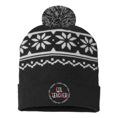 ESL Teacher English As A Second Language Teacher USA-Made Snowflake Beanie