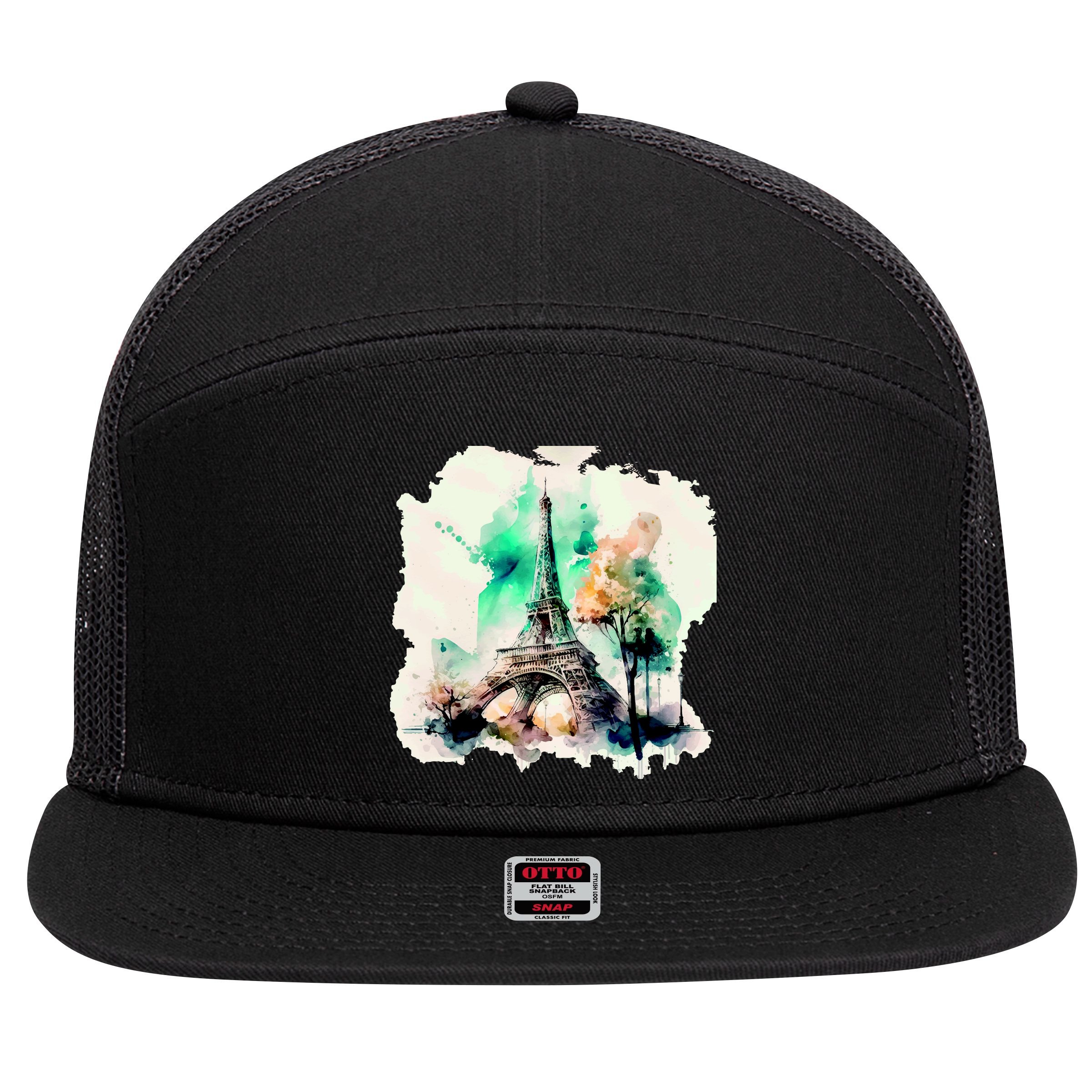 Eiffel Tower 7 Panel Mesh Trucker Snapback Hat