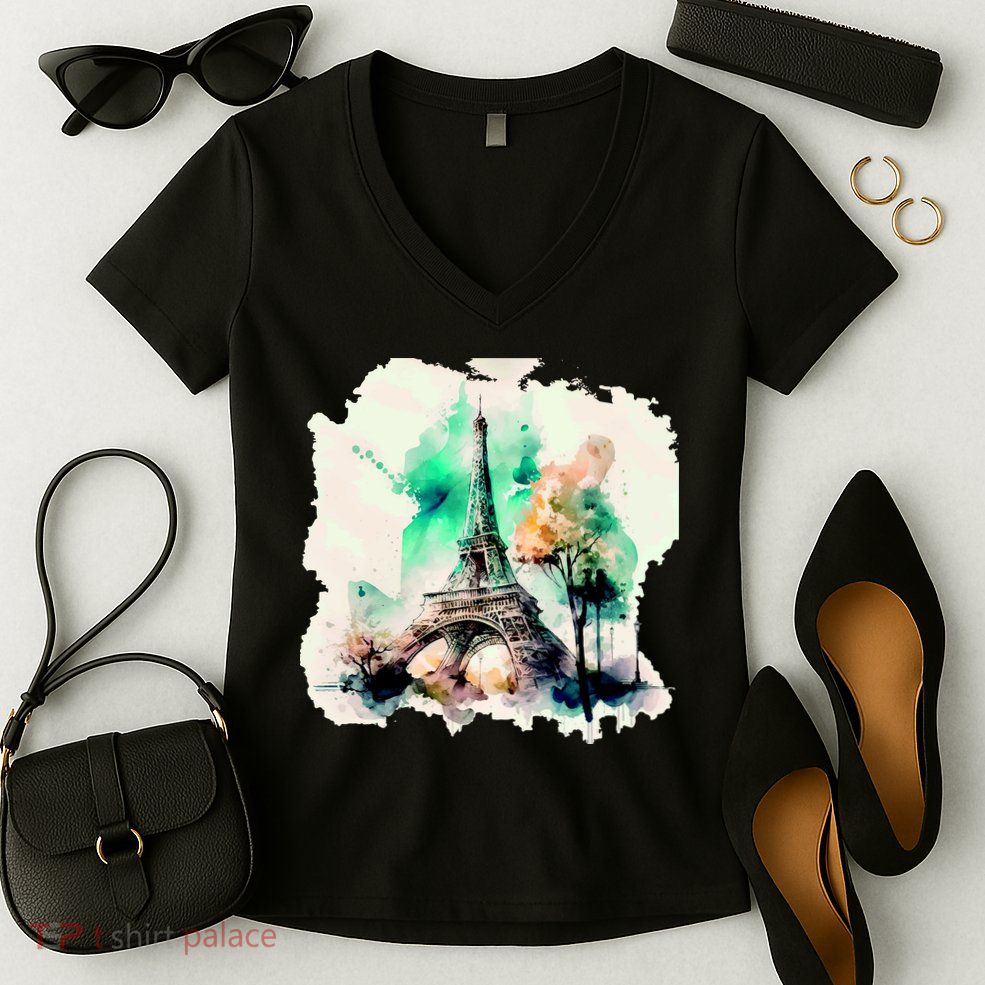 Eiffel Tower Women's V-Neck T-Shirt